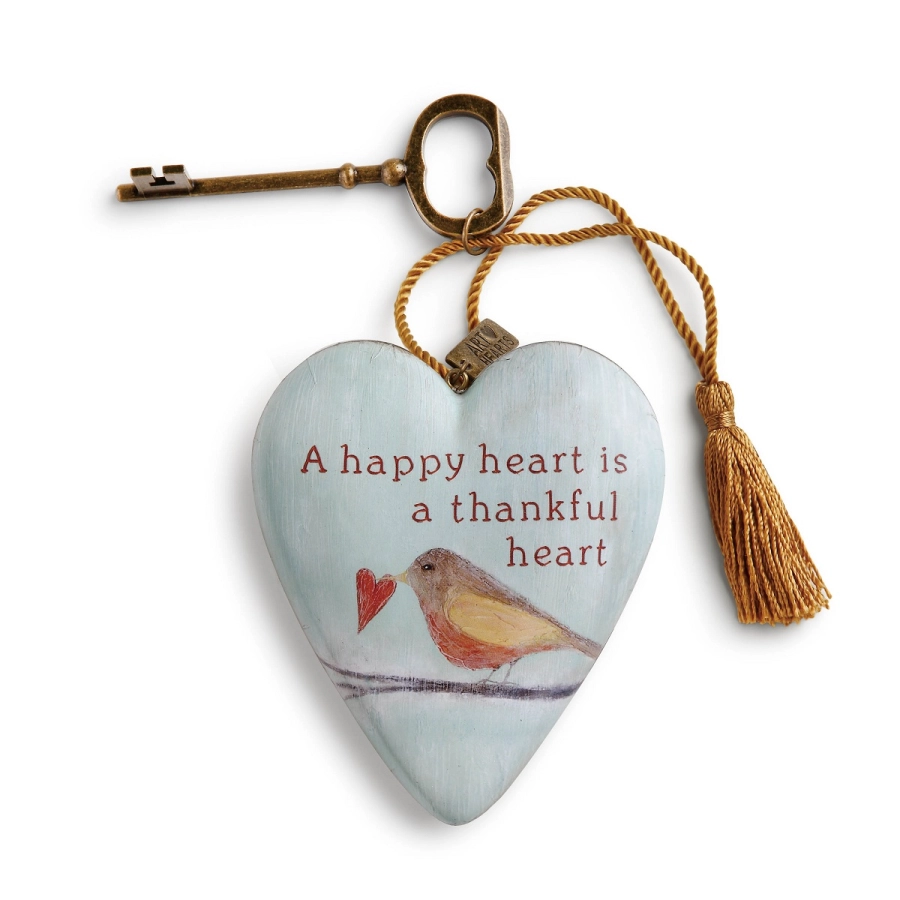Hart met sleutel A happy heart is a thankful heart