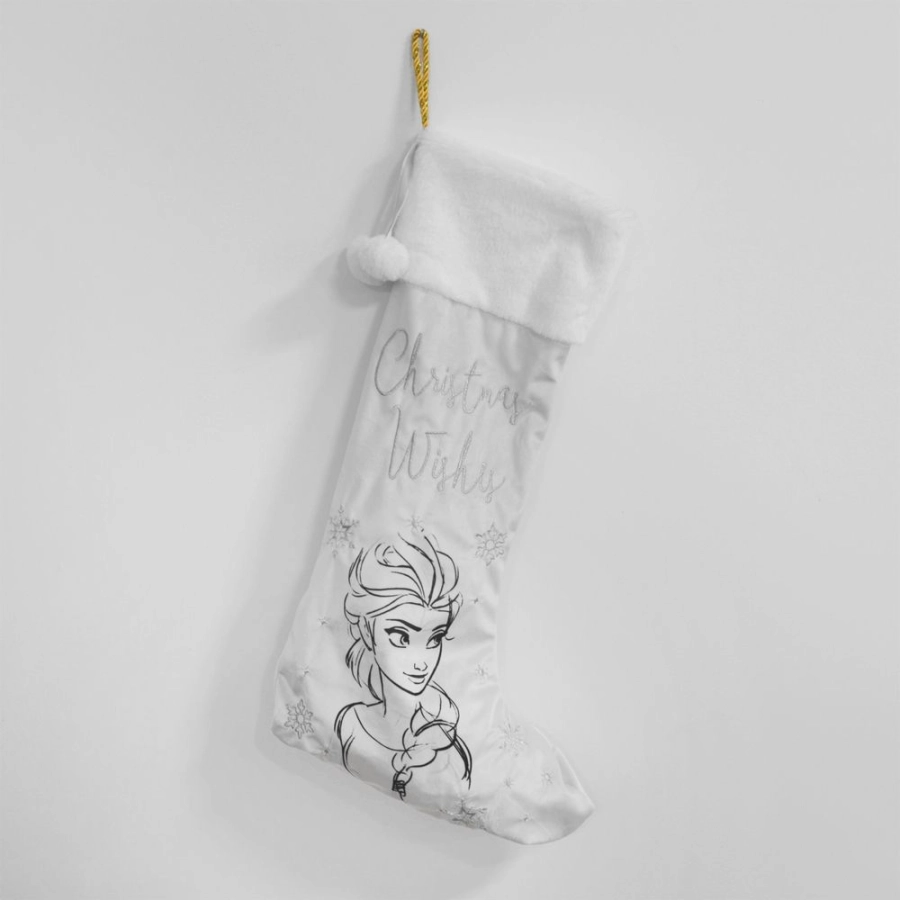 Disney kerstsok Elsa – Wit-goud fluwelen Frozen decoratie
