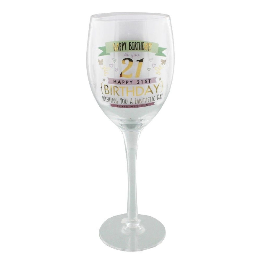 Sinography wijnglas 21e verjaardag