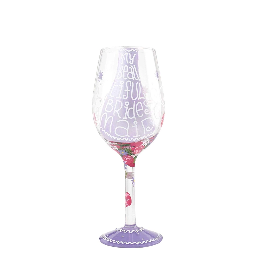 “Beautiful Bridesmaid” Hand-painted Artisan Wine Glass
