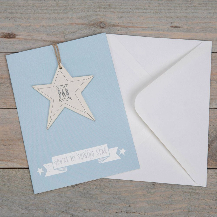 Kaart met houten hanger - "BEST DAD EVER"
