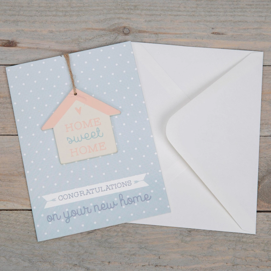 Kaart met houten hanger - "HOME SWEET HOME"