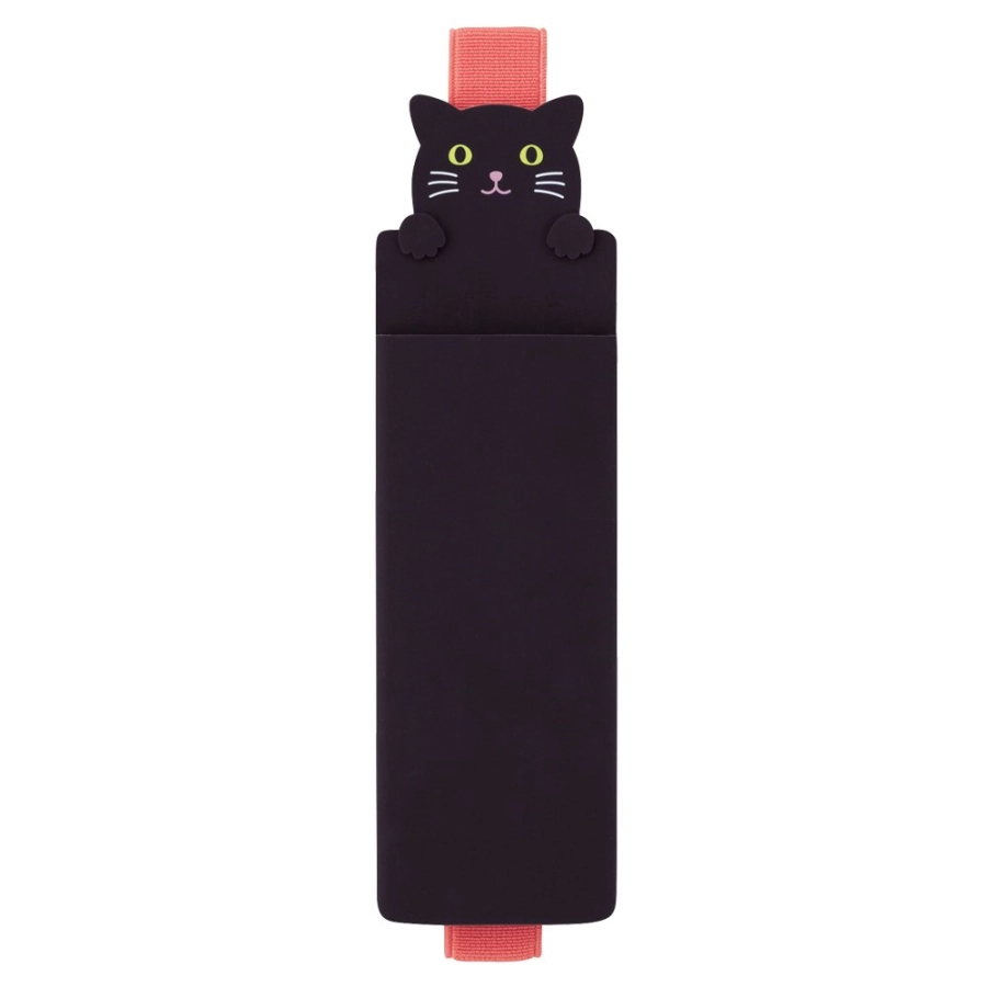 Boeklabel met Pennenhoes voor boek met zwarte kat