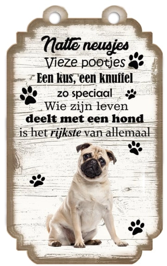 Spreukenbordje Mopshond