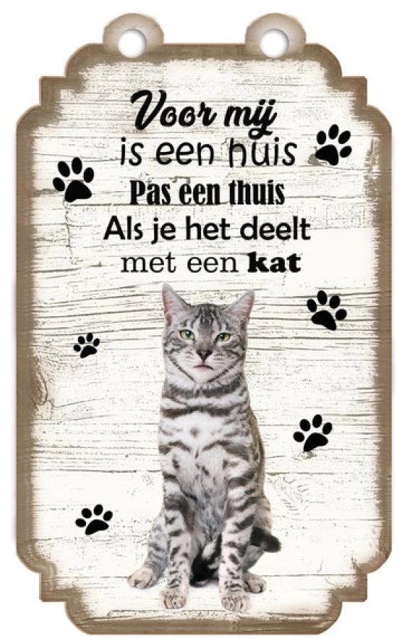 Spreukenbordje cypers grijze kat