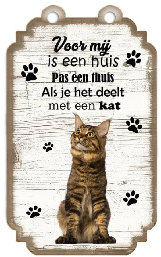 Spreukenbordje cypers bruine kat