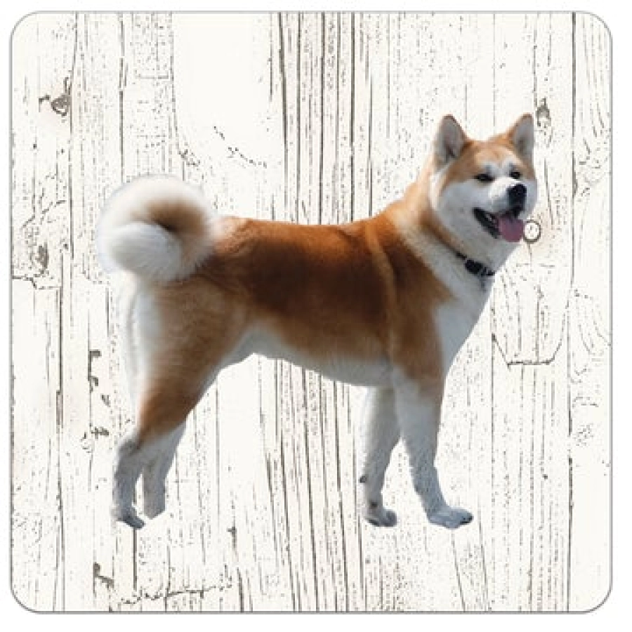 Houten onderzetters Shiba Inu