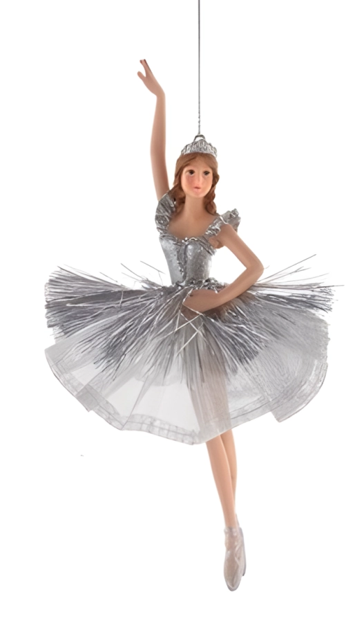 Ornament ballerina zilver
