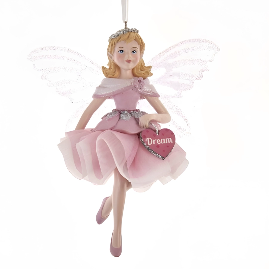 Ornament roze elfje met vleugels
