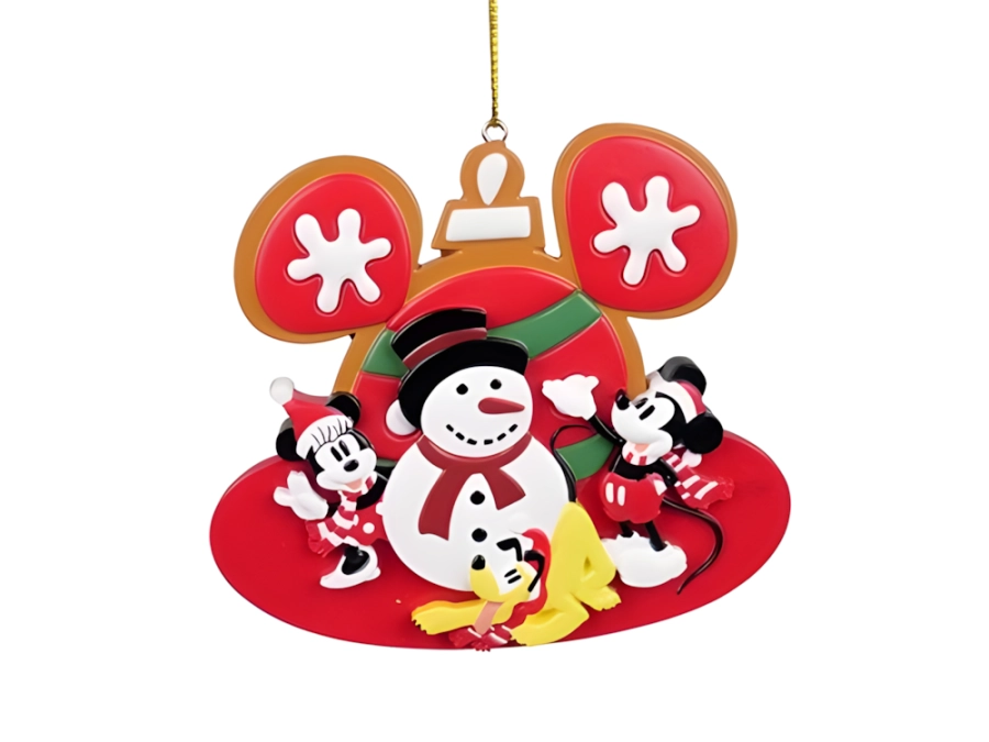Disney sneeuwman ornament met Mickey en Minnie – kerstdecoratie