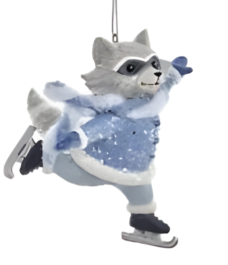 Ornament wasbeer op schaatsen