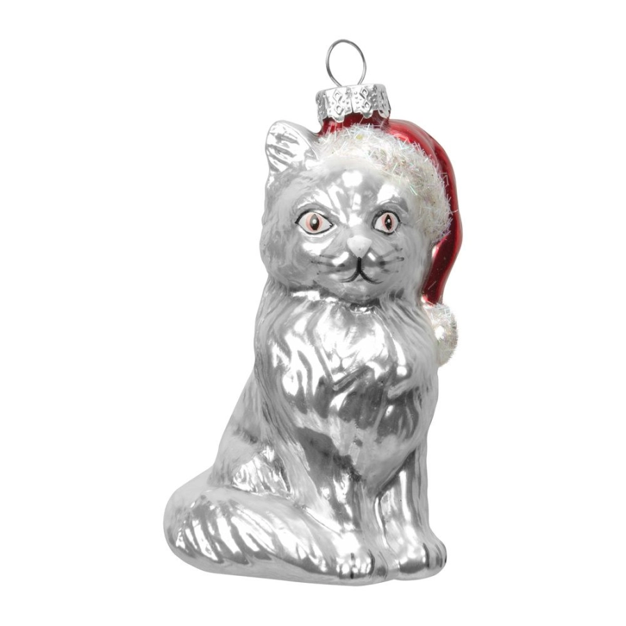 Sierkat met kerstmuts ornament