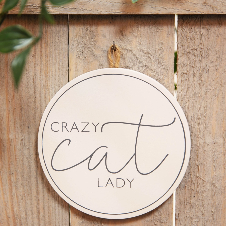 Houten bordje - "Crazy Cat Lady"