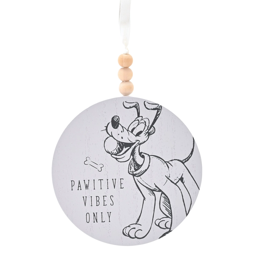 Ronde wand-plaque “Pawsitive Vibes Only” – Pluto