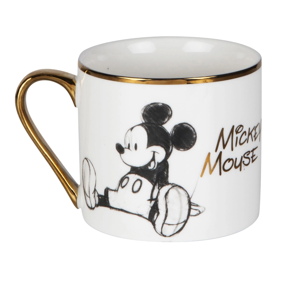 Mickey Mouse mok – luxe porselein met goudkleurig oor