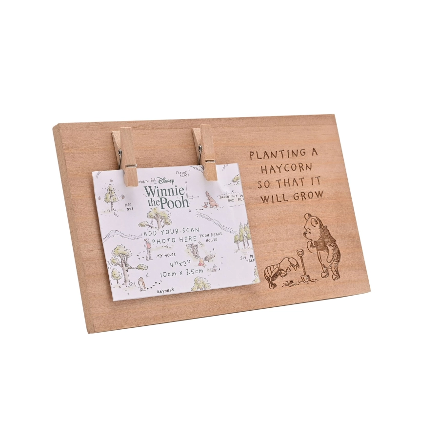 Houten baby-scan fotolijst – knijpers & warme afwerking