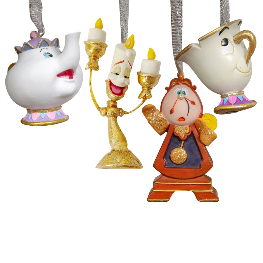 Set van 4 hangdecoraties Beauty & the Beast – collectable kerstornamenten