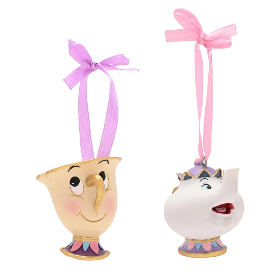 Chip & Mrs Potts hangdecoratie-set – 2 ornamenten