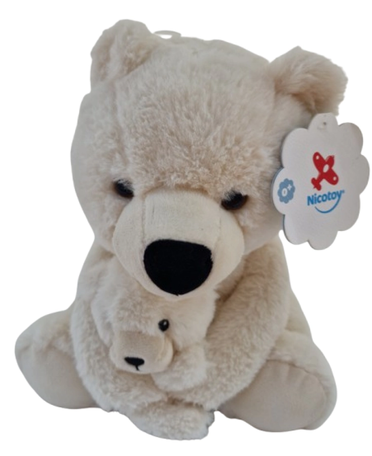 Witte beer met baby knuffel – zachte pluche 30 cm