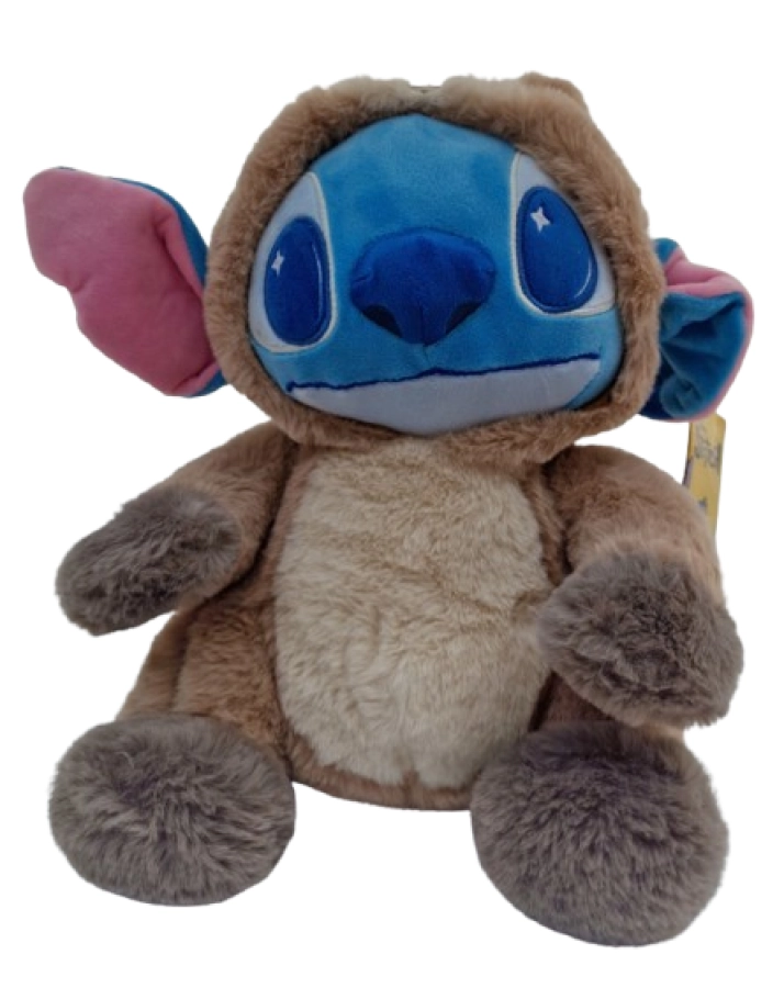 Disney Stitch knuffel in wasbeer onesie – zachte pluche 28 cm