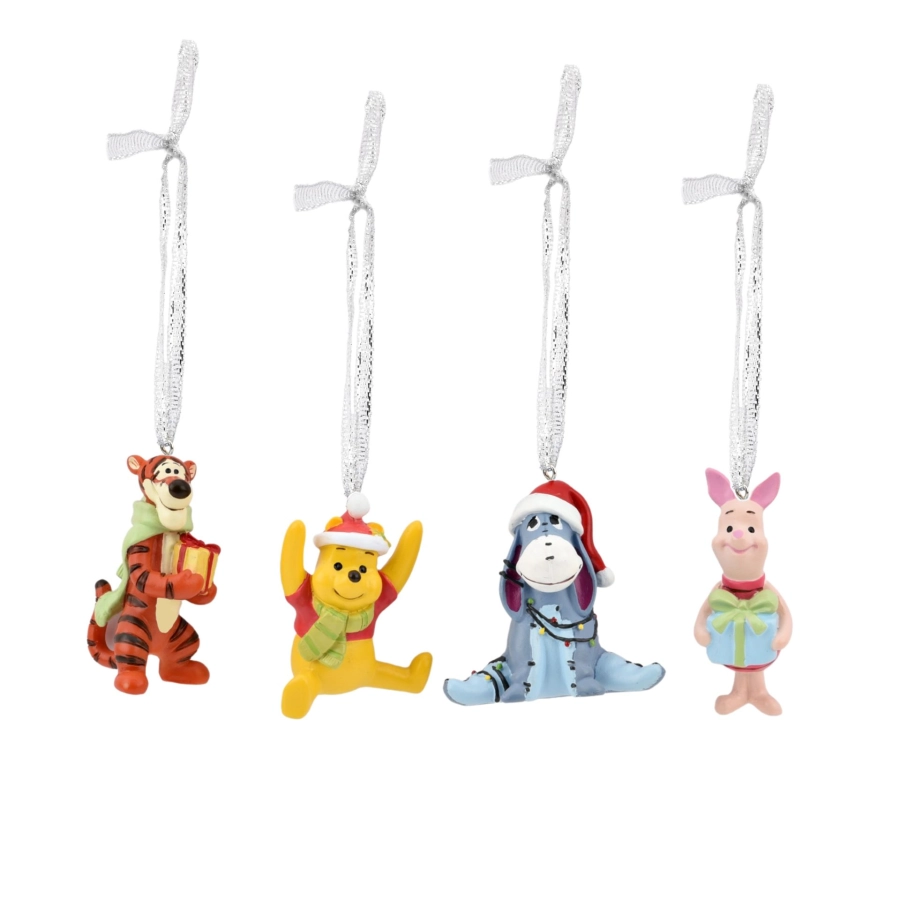 Winnie the Pooh kerstornamenten set van 4 – feestelijke 3D kerstdecoratie