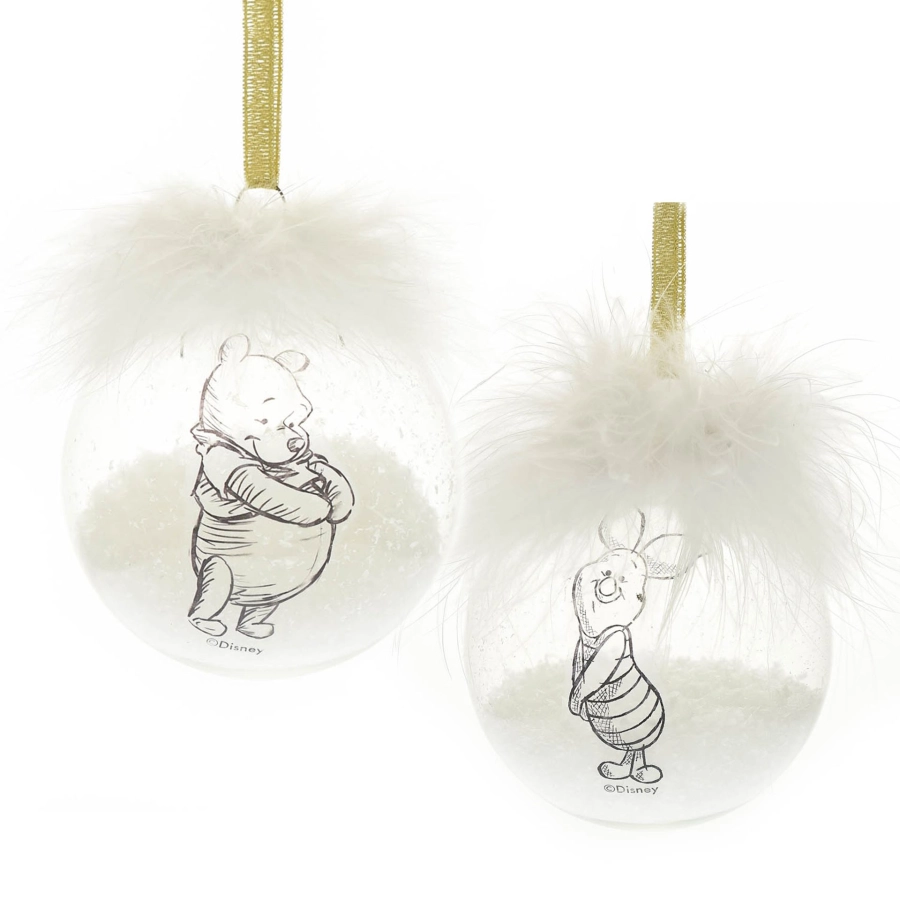 Disney Pooh & Piglet kerstballen set – 2 stuks acryl ornament