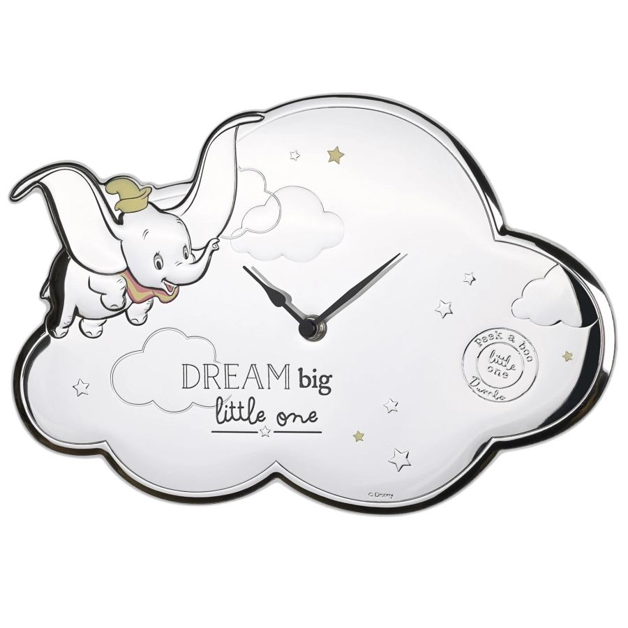 Disney Dumbo Wandklok – stijlvolle zilveren klok voor babykamer