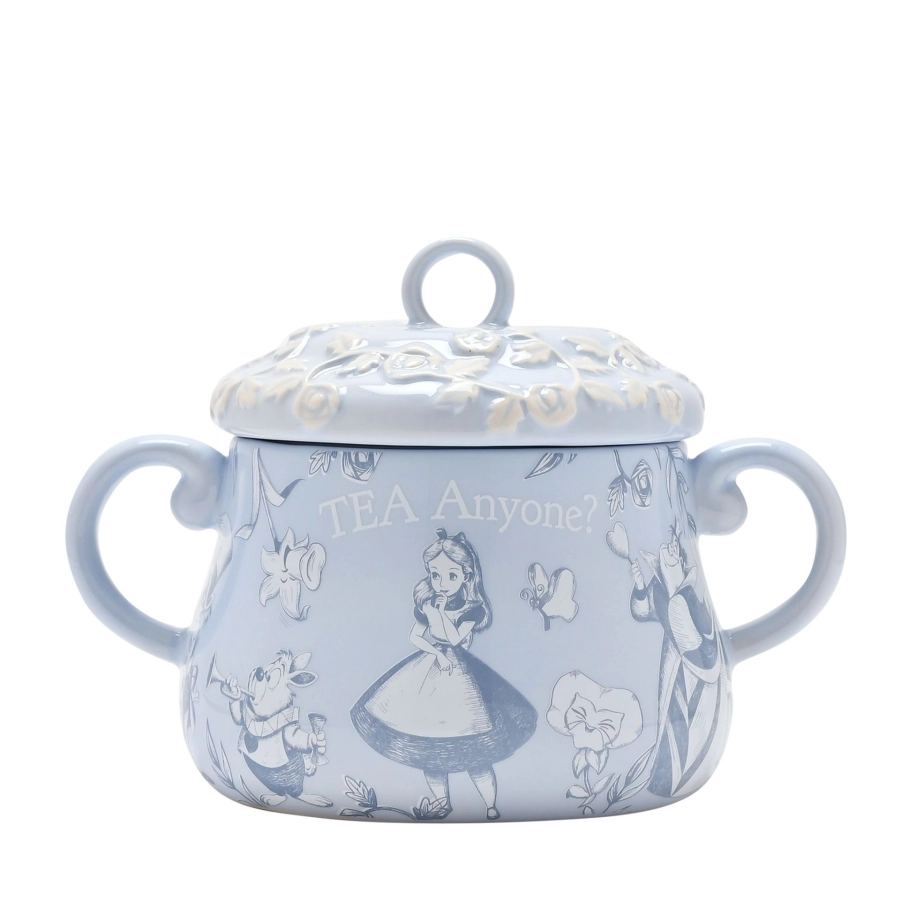 Alice in Wonderland theepot– keramieke tea caddy (lichtblauw)