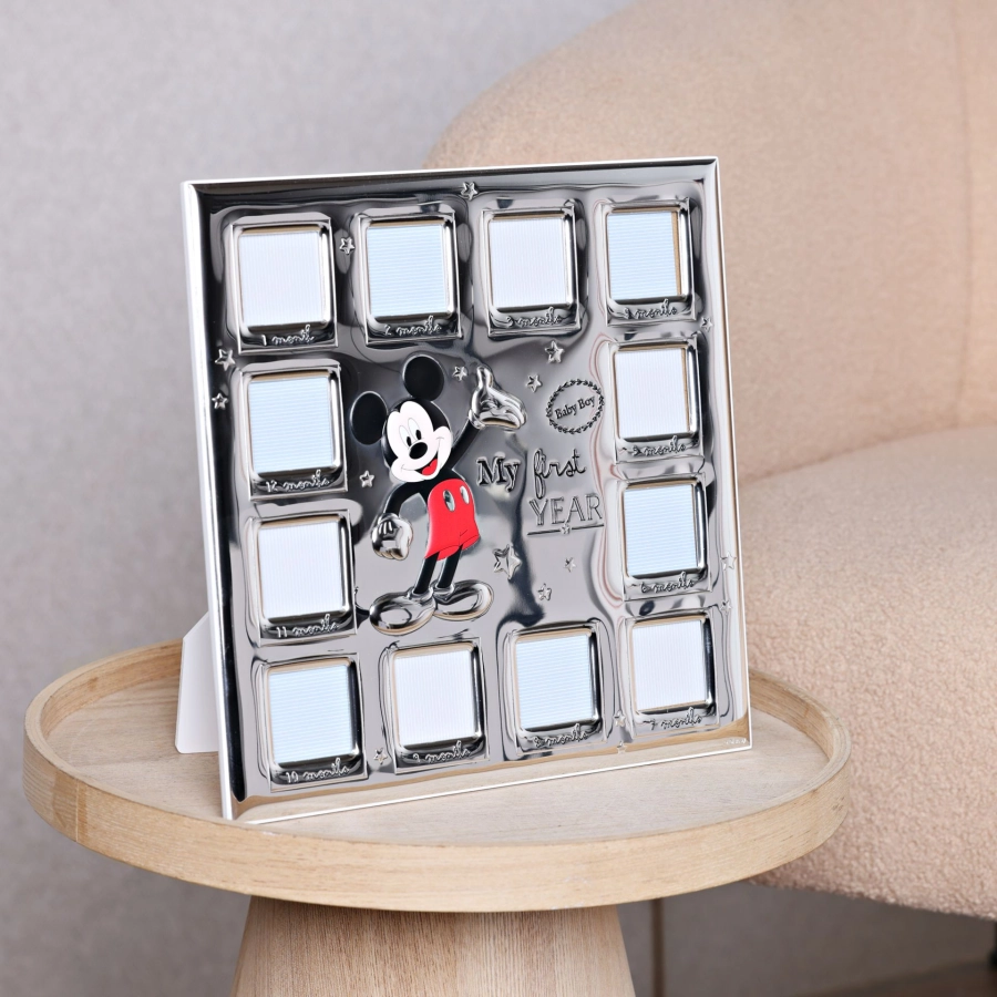 Mickey Mouse 12-maanden Fotolijst – Zilveren multi foto frame